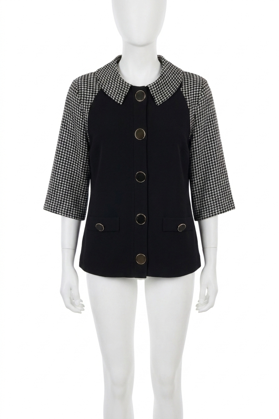 NEW ANGEL APPAREL button poncho in black/white